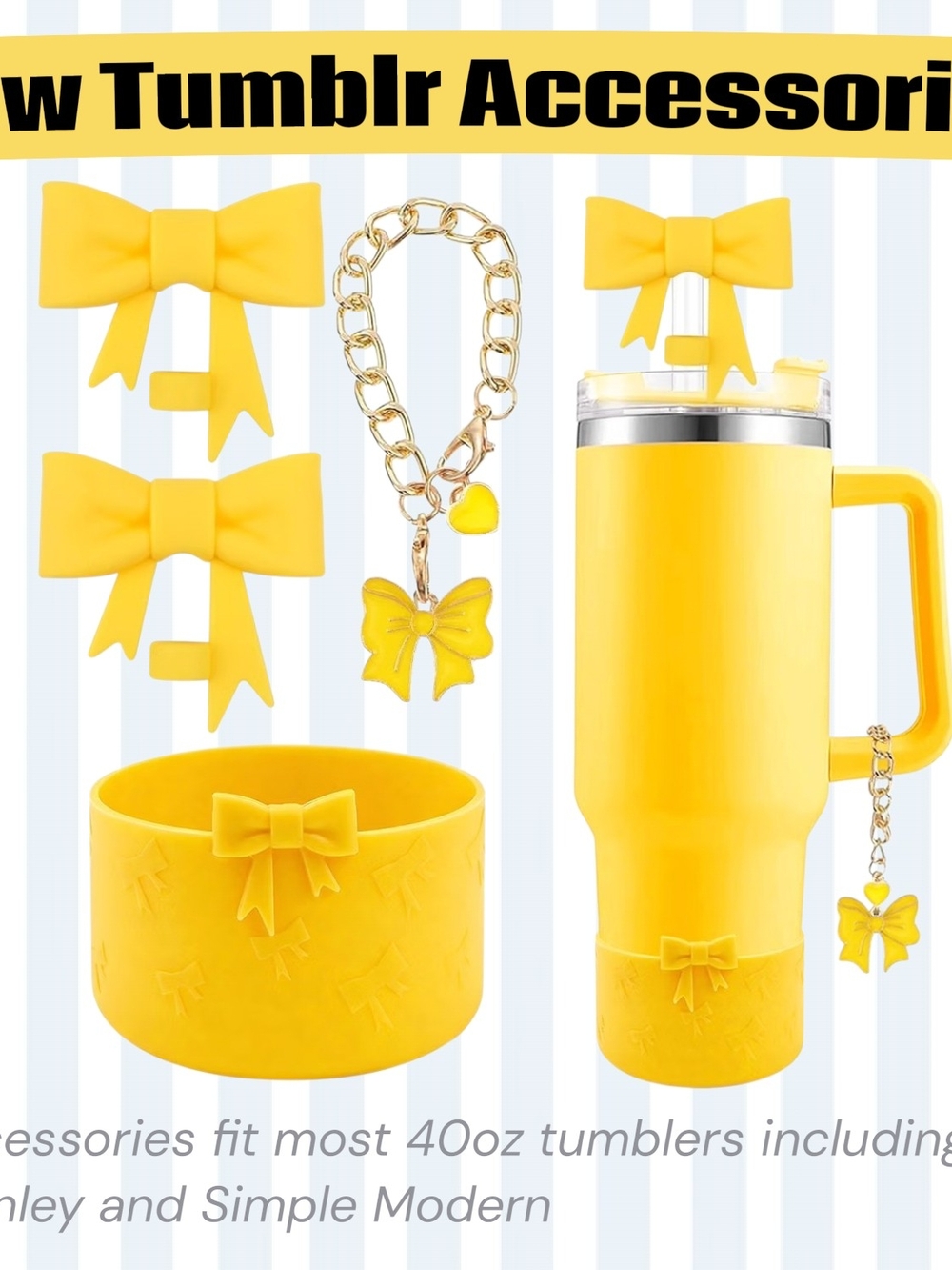 Bow Tumbler Accessory Set | Daisy Yellow